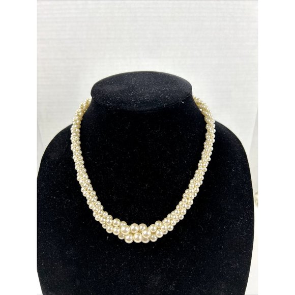 Napier Jewelry - Napier Vintage Graduated 3 Strand Twisted Faux Pearl Necklace 16"